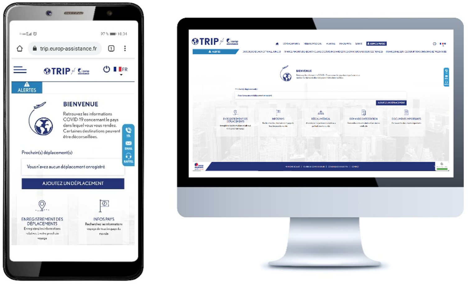Visuel app et site TRIP Europ Assistance